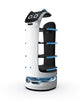 Pudu BellaBot robot serveur vue 3/4 avec plateaux