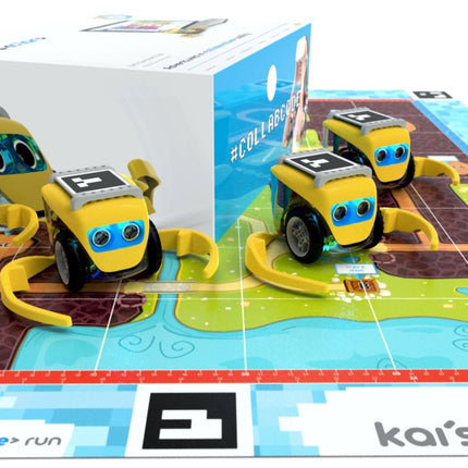 Robots Kai's Clan évoluant sur le tapis d'aventure Rescue Run
