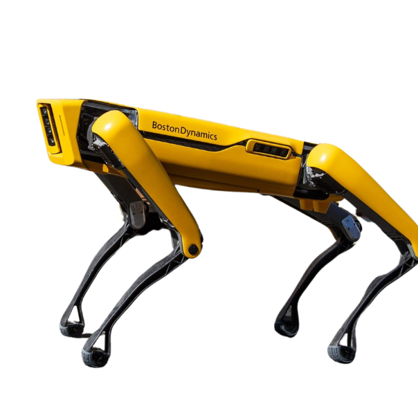 Boston Dynamics Spot - robot quadrupède jaune avec payload capteurs